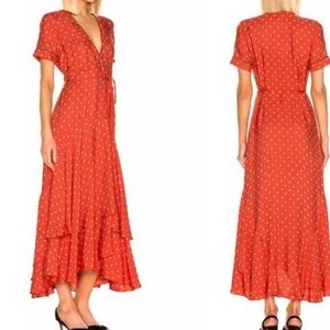 Alexis Elegant Red Polka Dot Wrap Dress